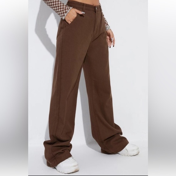 NWOT SHEIN High Waist, Wide Leg, Loose Fitting, brown, Jeans, size S - Picture 3 of 15
